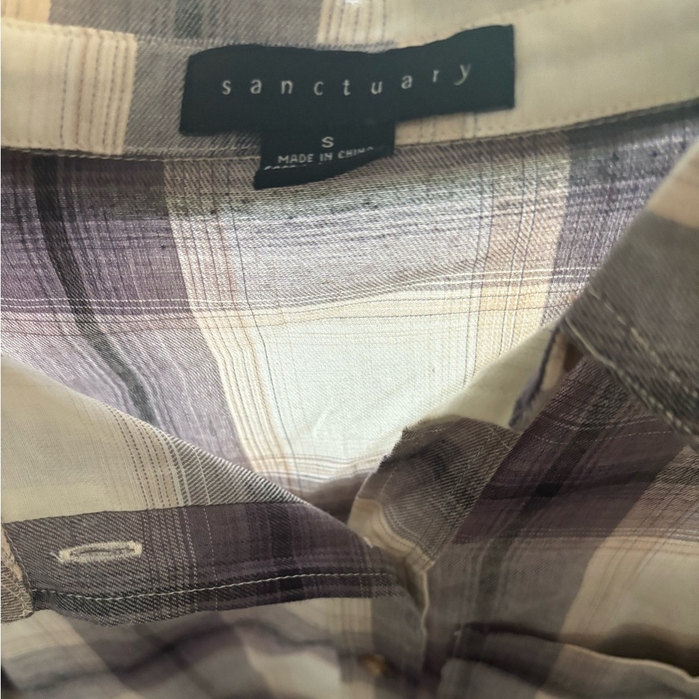 Sanctuary plaid Lightweight Button Down Top NWOT - Picture 3 of 3